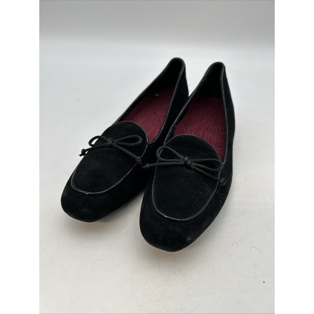 Munro Rossa Black Suede Bow Slip-On Loafers Flats Comfort USA 8